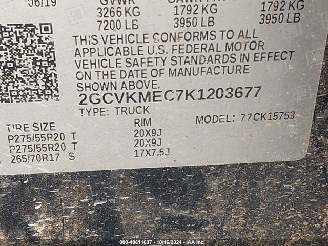 Chevrolet Silverado 1500 Ld Silverado Custom 2019 2GCVKMEC7K1203677 Image 9
