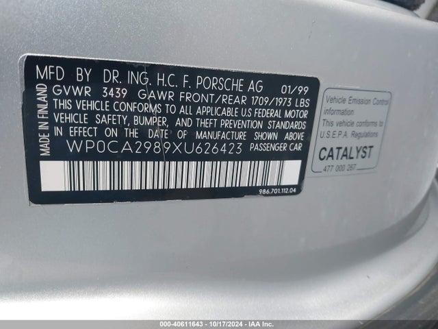 1999 PORSCHE BOXSTER WP0CA2989XU626423 Photo 8