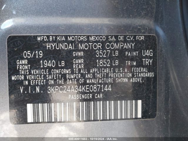 3KPC24A34KE087144 Hyundai ACCENT SE