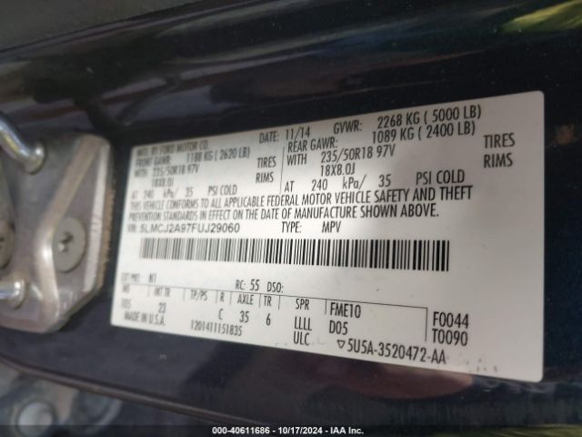 5LMCJ2A97FUJ29060 Lincoln MKC