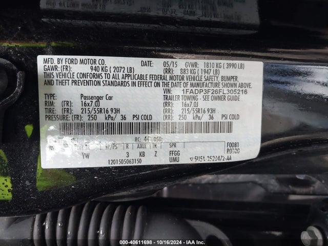 Ford FOCUS SE 2015 1FADP3F26FL305216 Image 9