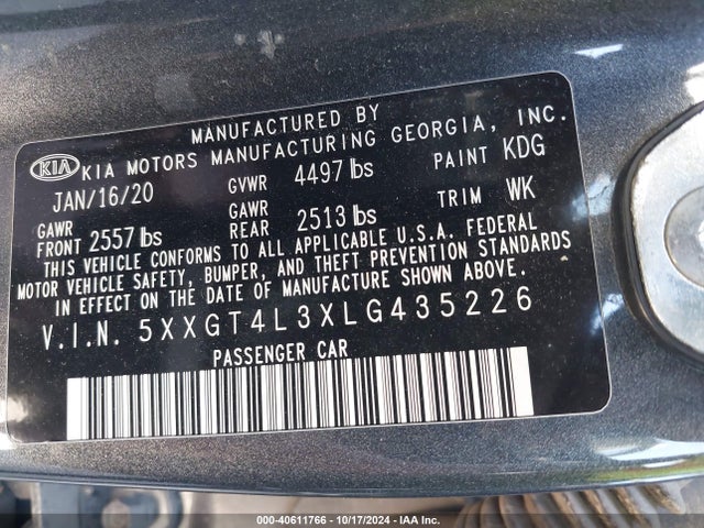 KIA Optima Lx 2020 5XXGT4L3XLG435226 Image 9
