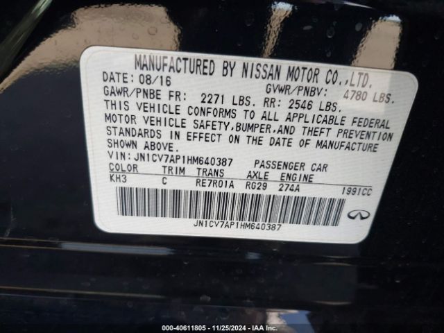 JN1CV7AP1HM640387 Infiniti Q50 2.0t Premium
