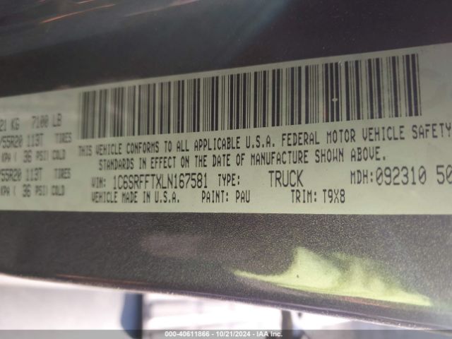 1C6SRFFTXLN167581 RAM 1500