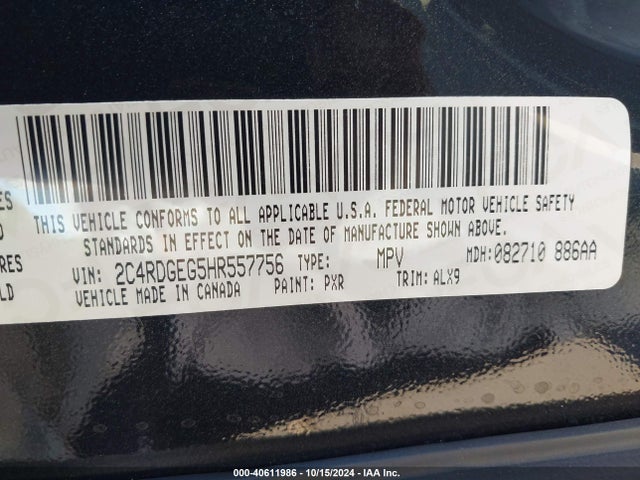 Dodge Grand Caravan Gt 2017 2C4RDGEG5HR557756 Image 9