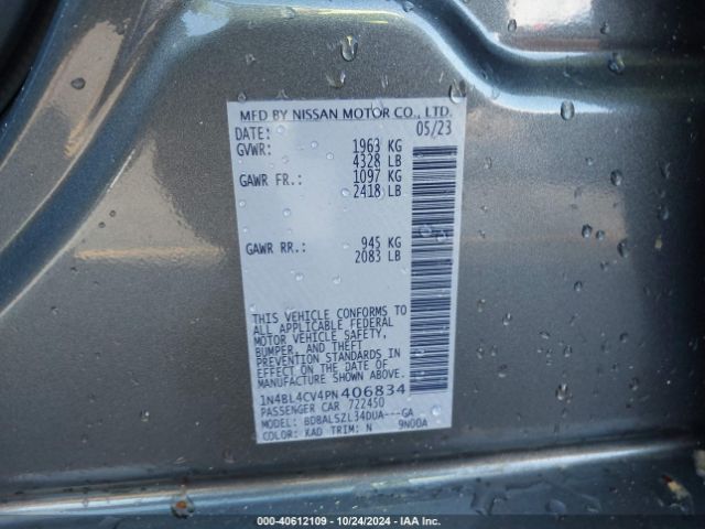 1N4BL4CV4PN406834 Nissan Altima Sr Fwd