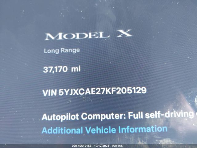 5YJXCAE27KF205129 Tesla Model X 100d/75d/long Range