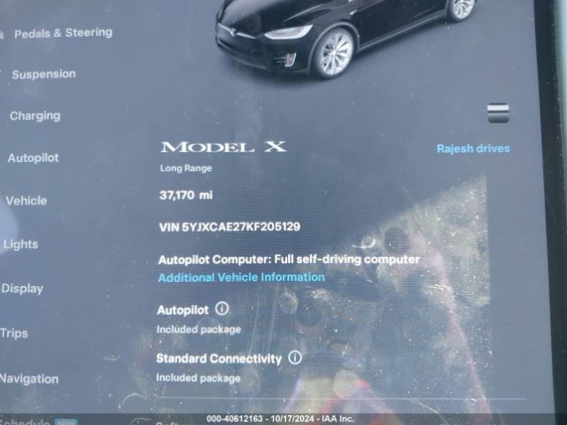 5YJXCAE27KF205129 Tesla Model X 100d/75d/long Range