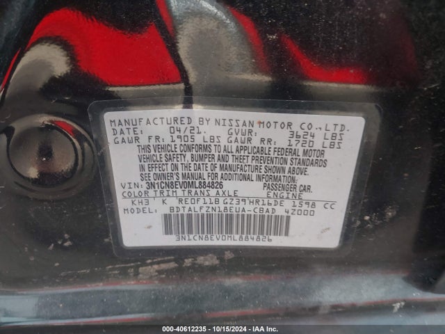 Nissan Versa Sv Xtronic Cvt 2021 3N1CN8EV0ML884826 Image 9
