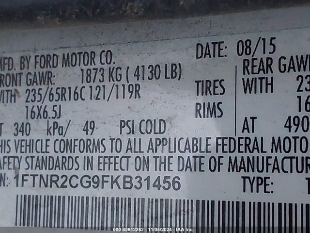 Ford Transit-250 2015 1FTNR2CG9FKB31456 Image 9