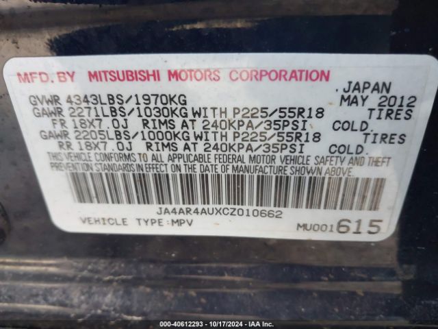 2012 MITSUBISHI OUTLANDER SPORT JA4AR4AUXCZ010662 Photo 8