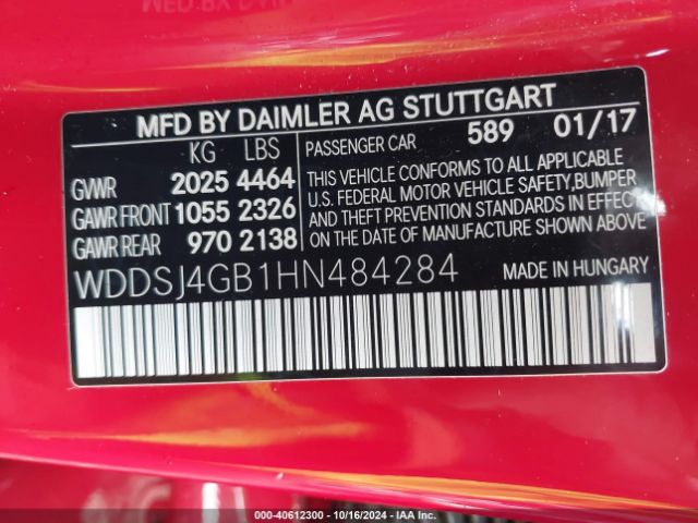 WDDSJ4GB1HN484284 Mercedes-Benz CLA 250 4MATIC