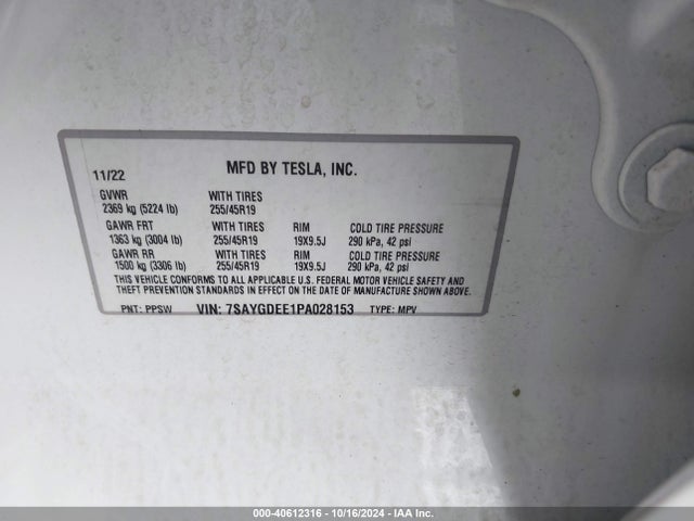 2023 TESLA MODEL Y 7SAYGDEE1PA028153 Photo 8