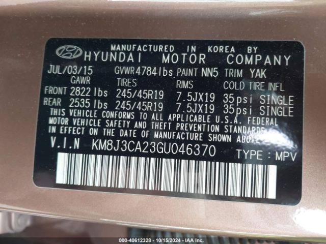 KM8J3CA23GU046370 Hyundai Tucson Sport