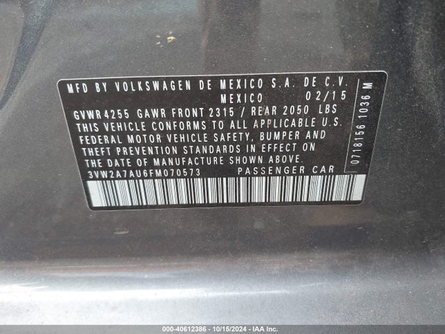 3VW2A7AU6FM070573 Volkswagen Golf Tdi Sel 4-door