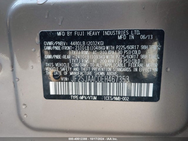 JF2SJAAC0EH467353 Subaru Forester 2.5i