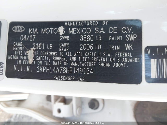 KIA FORTE LX 2017 3KPFL4A78HE149134 Image 9