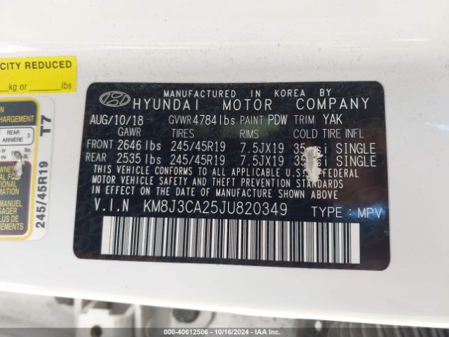 KM8J3CA25JU820349 Hyundai Tucson Value