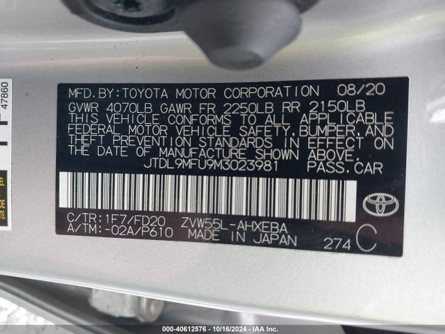 Toyota Prius Le Awd-e 2021 JTDL9MFU9M3023981 Image 9