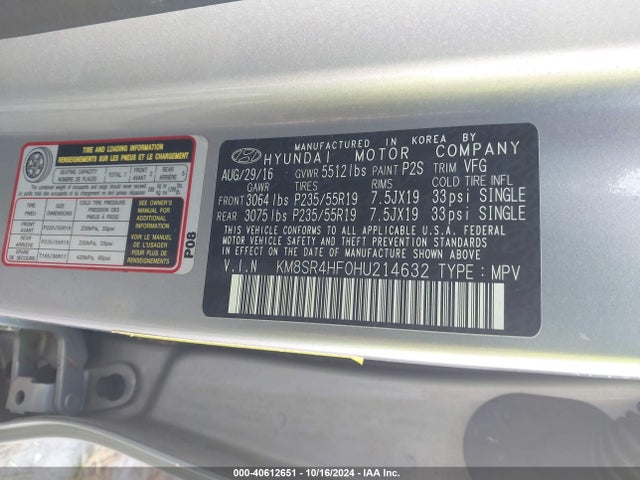Hyundai Santa Fe Se Ultimate 2017 KM8SR4HF0HU214632 Image 9