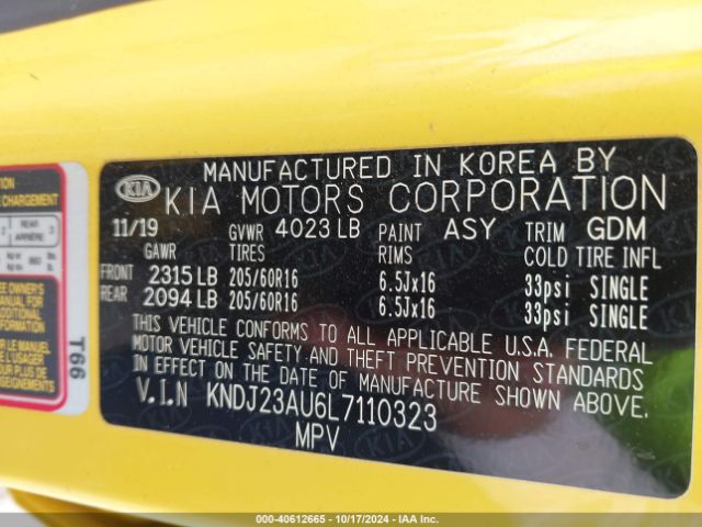 KNDJ23AU6L7110323 KIA SOUL LX