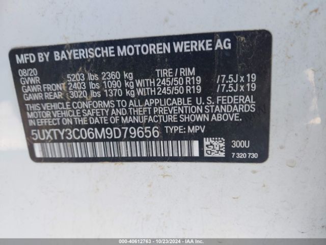 5UXTY3C06M9D79656 BMW X3 Sdrive30i