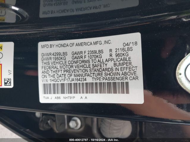 1HGCV1F17JA164234 Honda ACCORD LX
