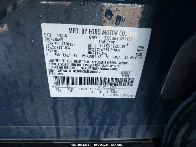 Ford Edge Titanium 2019 2FMPK3K99KBB00682 Image 9