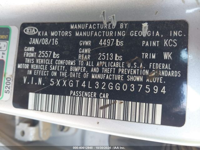 5XXGT4L32GG037594 KIA Optima Lx