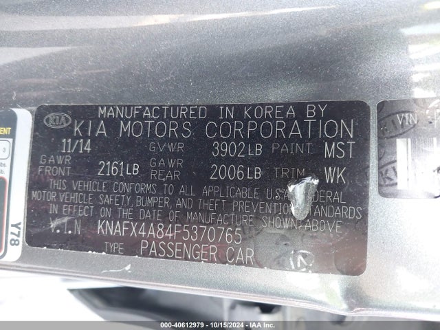 KIA FORTE EX 2015 KNAFX4A84F5370765 Image 9