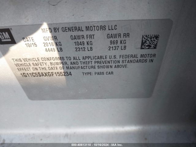 1G11C5SAXGF155234 Chevrolet Malibu Limited Lt