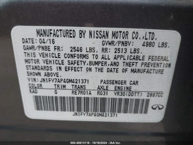 JN1FV7AP4GM421371 Infiniti Q50 3.0t Red Sport 400