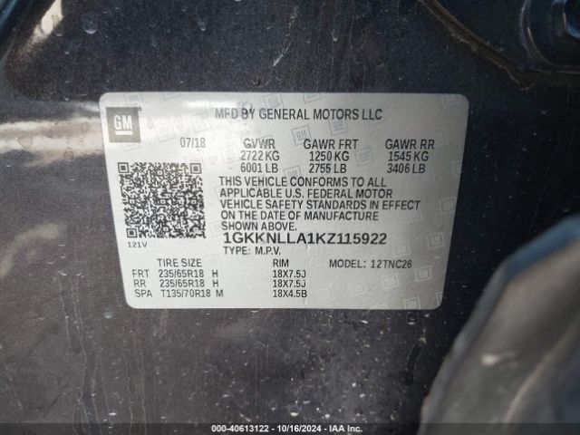 1GKKNLLA1KZ115922 GMC Acadia Sle-2