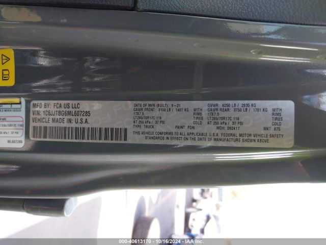 1C6JJTBG6ML607285 Jeep Gladiator Rubicon 4x4