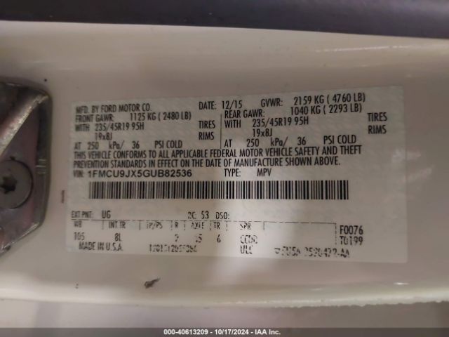 1FMCU9JX5GUB82536 Ford Escape Titanium