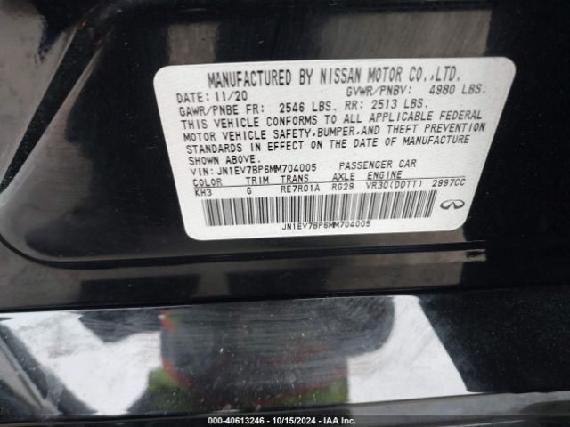 JN1EV7BP6MM704005 Infiniti Q50 LUXE