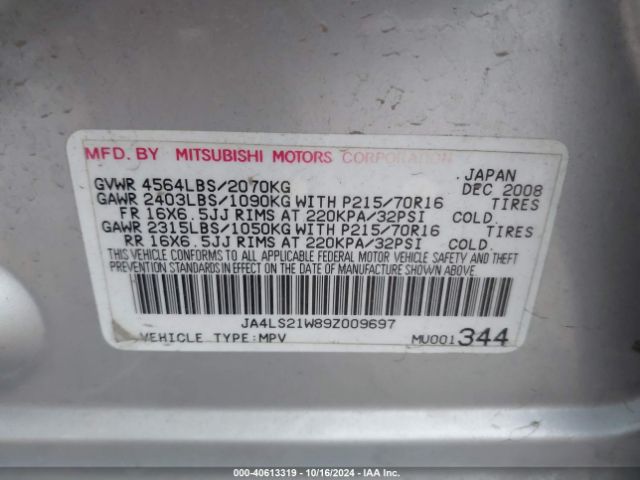 2009 MITSUBISHI OUTLANDER JA4LS21W89Z009697 Photo 8