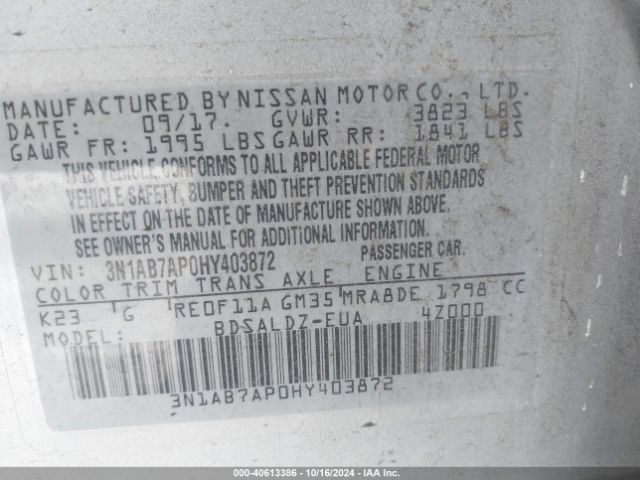 3N1AB7AP0HY403872 Nissan SENTRA SV