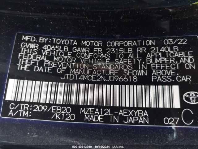 JTDT4MCE2NJ096618 Toyota Corolla Xse