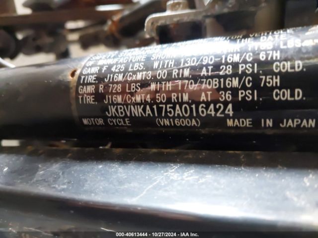 2005 KAWASAKI VN1600 JKBVNKA175A016424 Photo 9