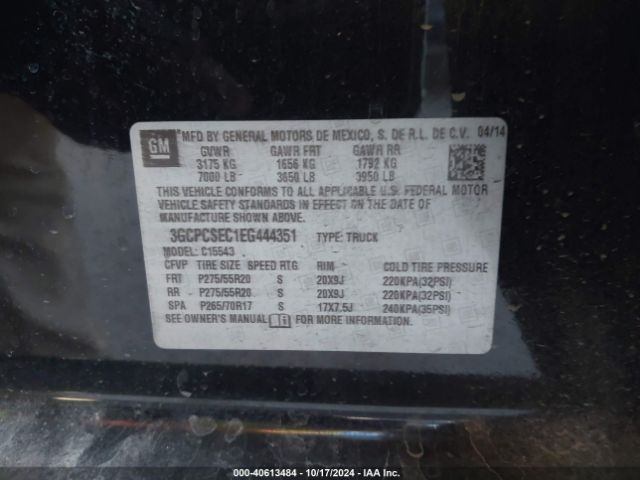 3GCPCSEC1EG444351 Chevrolet Silverado 1500 1lz