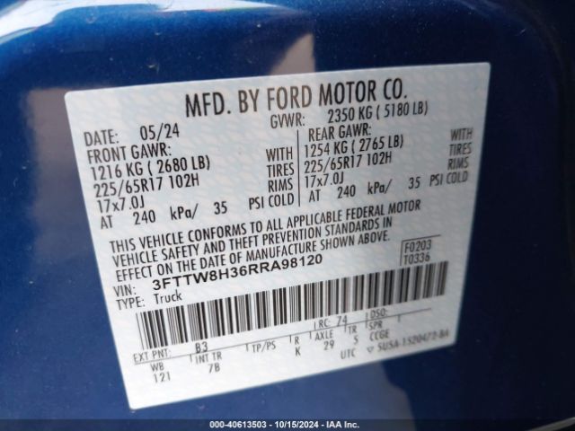 3FTTW8H36RRA98120 Ford Maverick Xlt