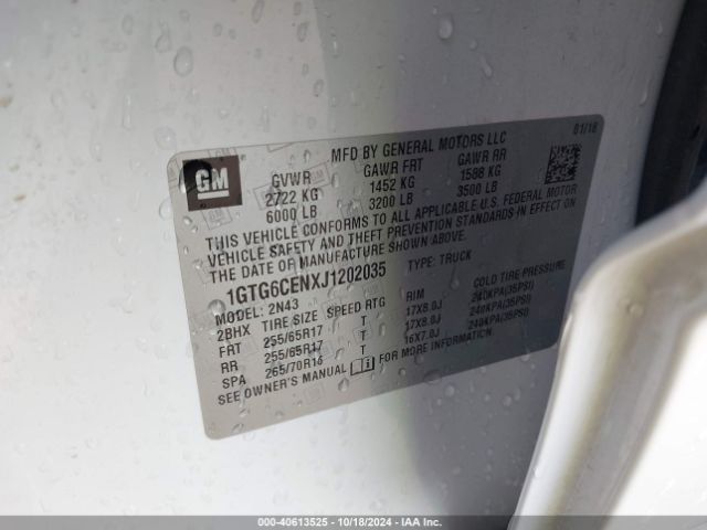 1GTG6CENXJ1202035 GMC CANYON SLE