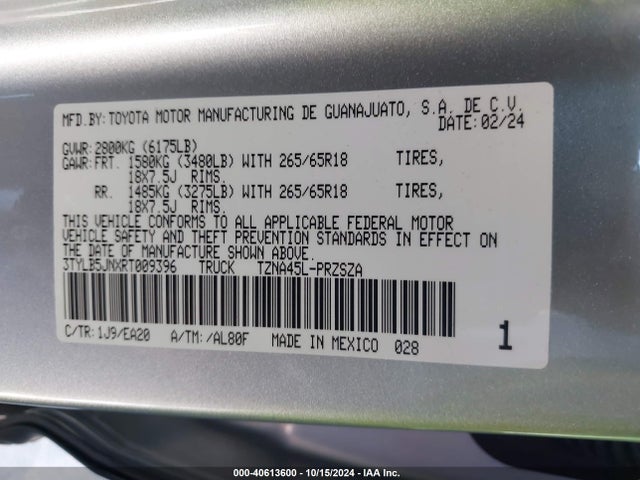 Toyota Tacoma Sr5 2024 3TYLB5JNXRT009396 Image 9