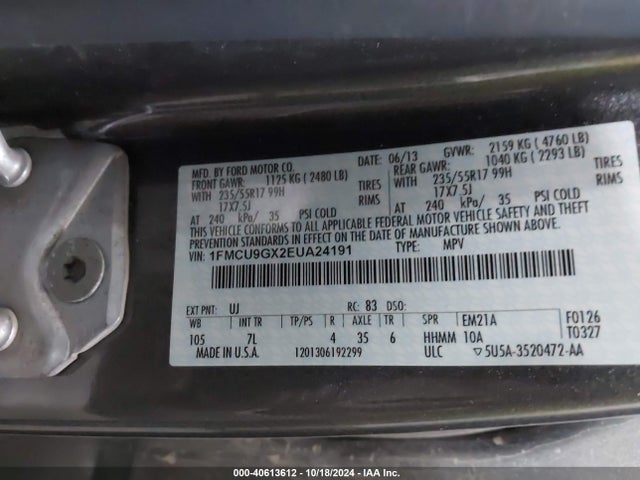 Ford ESCAPE SE 2014 1FMCU9GX2EUA24191 Image 9