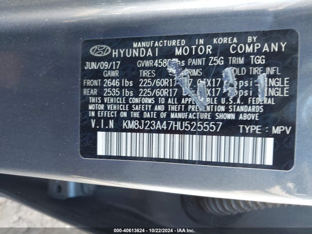 Hyundai TUCSON SE 2017 KM8J23A47HU525557 Image 9