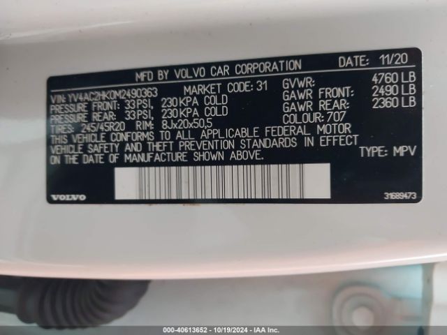 YV4AC2HK0M2490363 Volvo Xc40 T4 Momentum