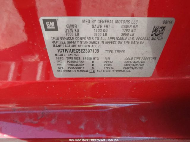 1GTR1UEC5EZ397108 GMC Sierra 1500 Sle