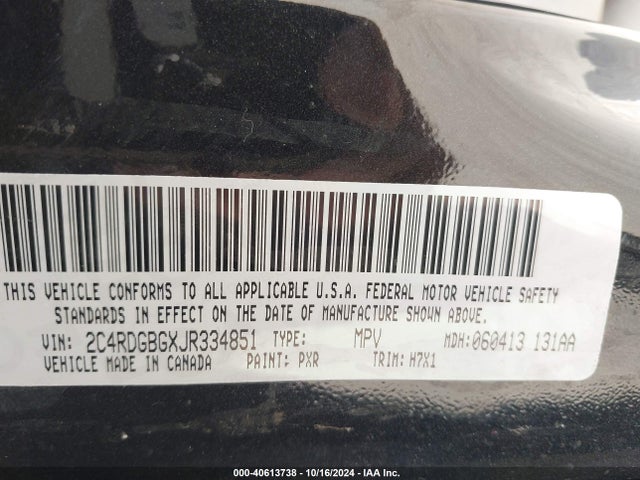 Dodge Grand Caravan Se 2018 2C4RDGBGXJR334851 Image 9