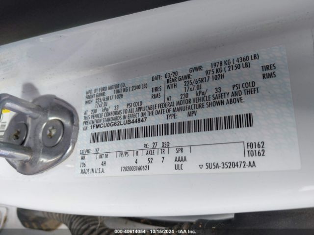 1FMCU0G62LUB44847 Ford ESCAPE SE
